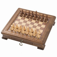 Шахматы резные Квадро в ларце с ящиками 50 Haleyan