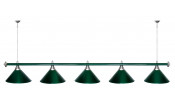 Лампа STARTBILLIARDS 5 пл. (плафоны зеленые,штанга хром,фурнитура хром)