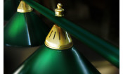 Лампа STARTBILLIARDS 5 пл. (плафоны зеленые матовые,штанга зеленая матовая,фурнитура золото)