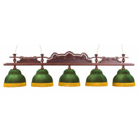 Лампа Император 5пл. клен (№2,бархат зеленый,бахрома желтая,фурнитура золото)